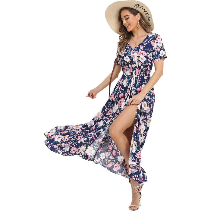 Сукня максі А-силуету VintageClothing жіноча, темно-синя (L, 75% бавовна)