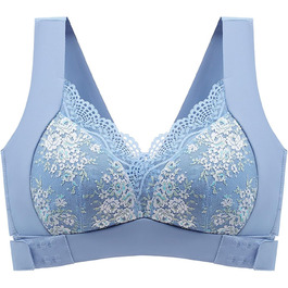 Бюстгальтер без кісточок Necalisi з застібкою на блискавці спереду, мереживний, з перехресним витонченням спини, синій, Push up, 42/95E