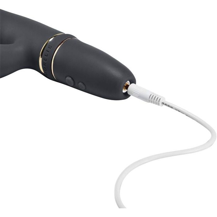 Вібратор AMORELIE Crush – Кролик, 18,5 см | Водостійкий, акумуляторний (Чорний)