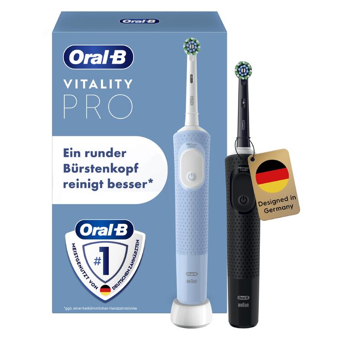 Електрична зубна щітка Oral-B Vitality Pro чорна, 3 режими чищення, з набором насадок (2 щітки + 2 додаткові насадки)