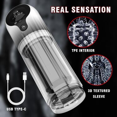 Масажер для чоловіків Lmgoc з 9 режимами обертання та 4 режимами всмоктування. Інтимні іграшки для дорослих, 3D вагінальний дизайн.