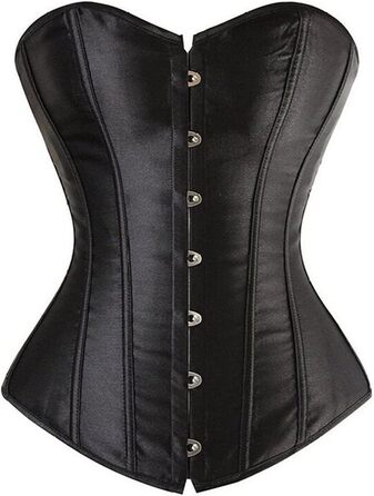 Корсет Daen Korsett для корекції фігури, повний бюст, топ-бюстгальтер, готичний, бурлеск, шнурівка, сатиновий чорний (S)