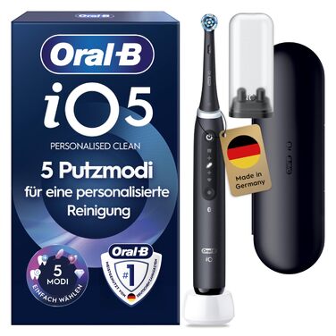 Електрична зубна щітка Oral-B iO Series 5 Matt Black: 5 режимів чищення, насадка та дорожній футляр, чорна