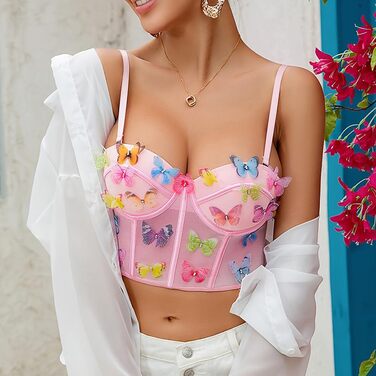 Топ-бралетта Tetudineu з квітковою вишивкою, рожевий (L)