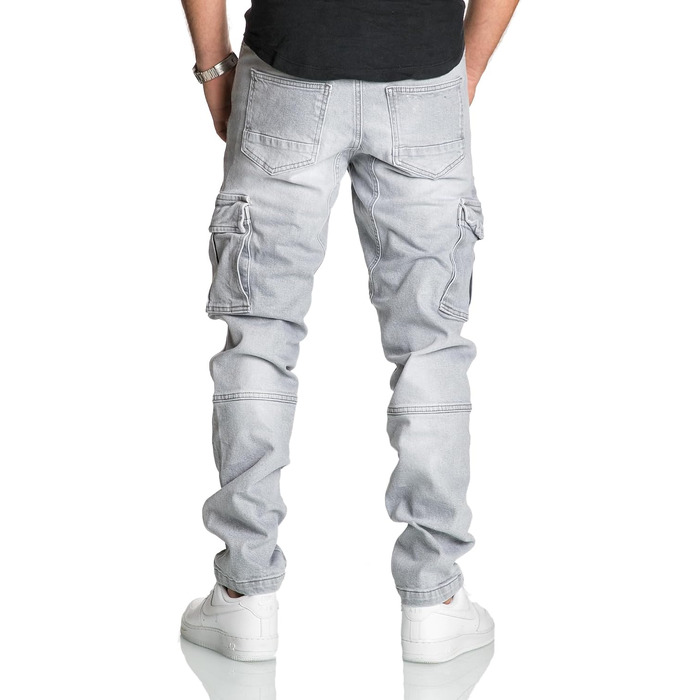 Чоловічі джинси-карго REPUBLIX Regular Slim з ефектом Destroyed, сірі (R7977, 30W/30L)