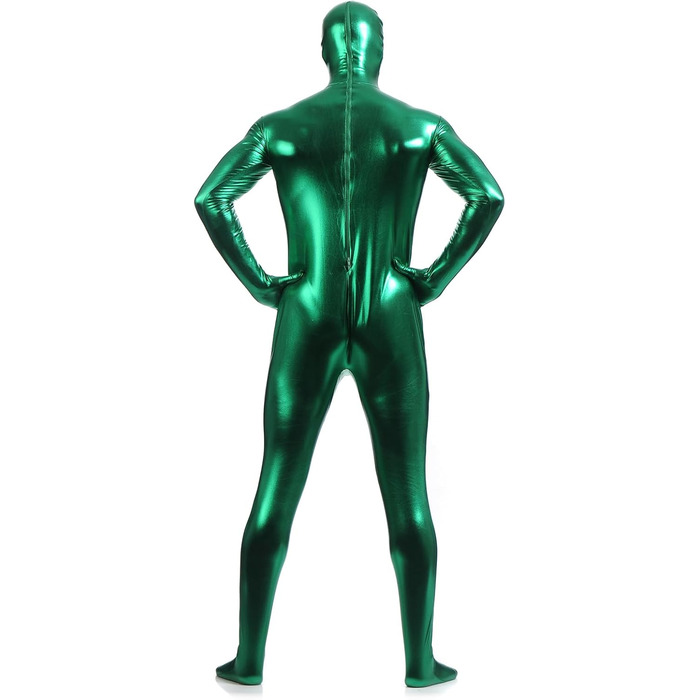 Боді для чоловіків LEEMQCYA, блискучий, металік, Wetlook, з довгим рукавом, костюм для танців з масковою обробкою, лаковий шкіряний комбінезон (3XL/195-200cm, Зелений 2)