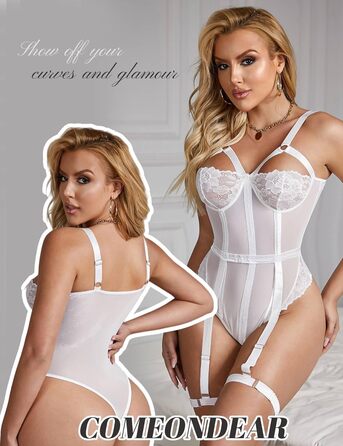 Боді жіноче сексуальне з бретельками, мереживо, Babydoll, великі розміри (3XL-4XL), біле