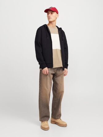 Чоловіча толстовка-худі на блискавці Jack & Jones Jjecorp Logo Sweat Zip Hood, чорна, розмір L