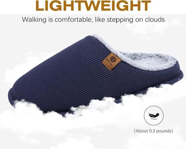 Чоловічі домашні капці ONCAI з ефектом пам'яті Memory Foam, теплі тапочки з підкладкою зі штучного хутра та гумовою підошвою, синій колір, розмір 42 EU