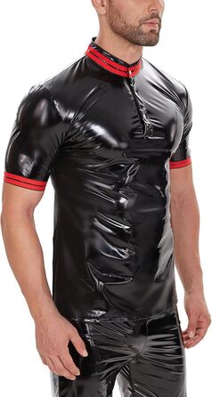 Чоловіча сорочка SDGHH-8MMDM з еластичної шкіри, чорна, XL. Сорочка з короткими рукавами, для клубів та відпочинку, облягаючий крій.