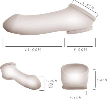 TOYLIE Latex Penis Sleeve (13 см) - Прозорий презерватив для пеніса з кільцем та виразною головкою - Зроблено в Німеччині