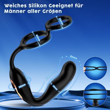 Вібратор для чоловіків для стимуляції простати, з обертанням на 360° та 10 режимами вібрації, анальний плагін з кільцем