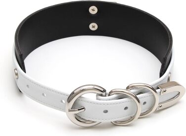 Чокер з кільцем Lalatia для жінок: шкіряний чокер, кольори чорний, білий, сріблястий