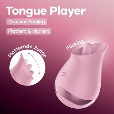 Satisfyer Tongue Player: вібратор для жінок, 8 режимів вібрації та стимуляції язичка, водонепроникний (IPX7), USB-C зарядка, силікон