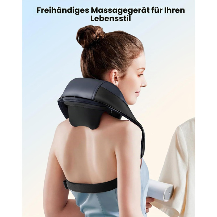 Масажер для шиї та плечей COMFIER 2026 з 4D Shiatsu, бездротовий глибокий масажер з графенним підігрівом для спини, темно-синій
