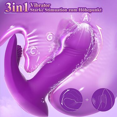 Інтимні іграшки для пар EAWESION: вібратор-масажер, анальний плагін, стимулятор G-точки, 9 режимів, фіолетовий