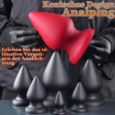 Силіконовий анальний плаг Jomyu Weichen з присоскою для масажу G-точки та простати, анальний дилататор для жінок та чоловіків, червоний, XXL