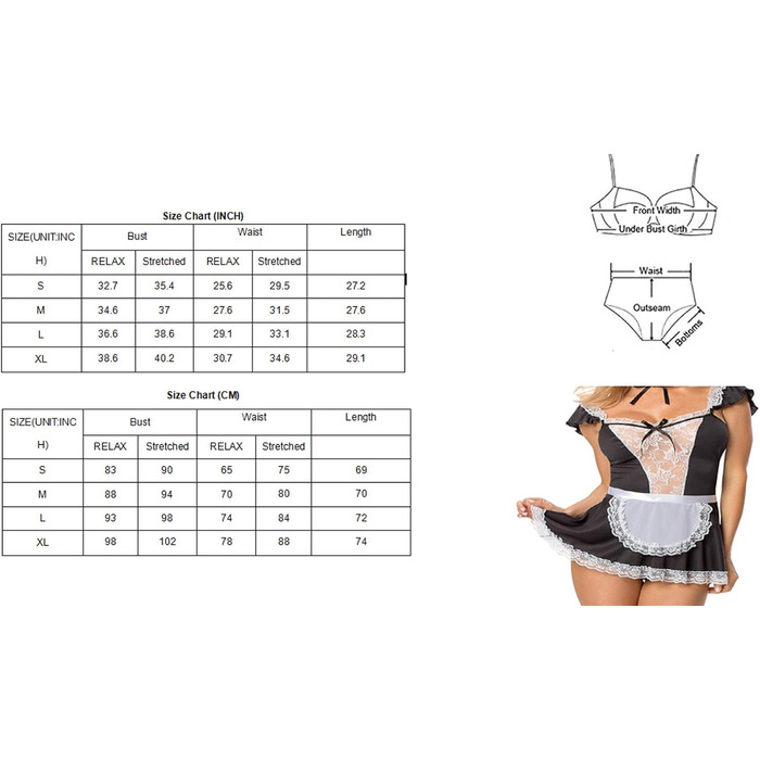 Костюм горничної для косплею: чорне мереживне плаття, сексуальна нічна сорочка, комплект нижньої білизни