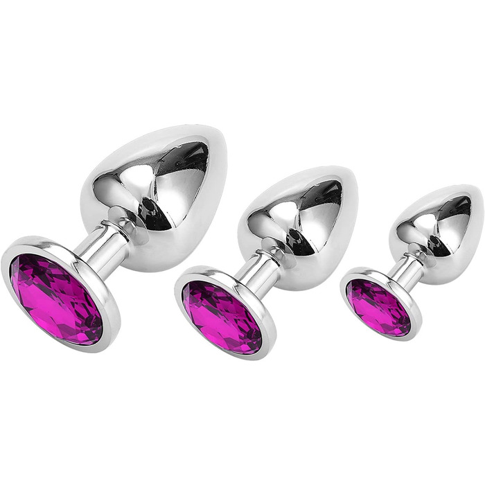 Набір анальних пробок Klein Medium Groß з металу: Butt Plug з кристалами та діамантами, темно-фіолетовий