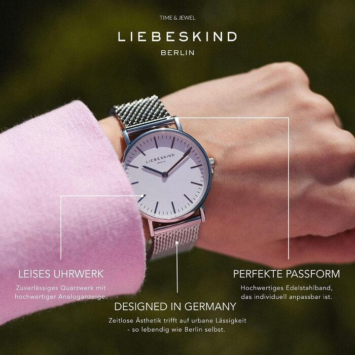 Жіночий годинник Liebeskind Berlin — круглий кварцовий, 34 мм, міланічний браслет, водонепроникність 5ATM, коричневий