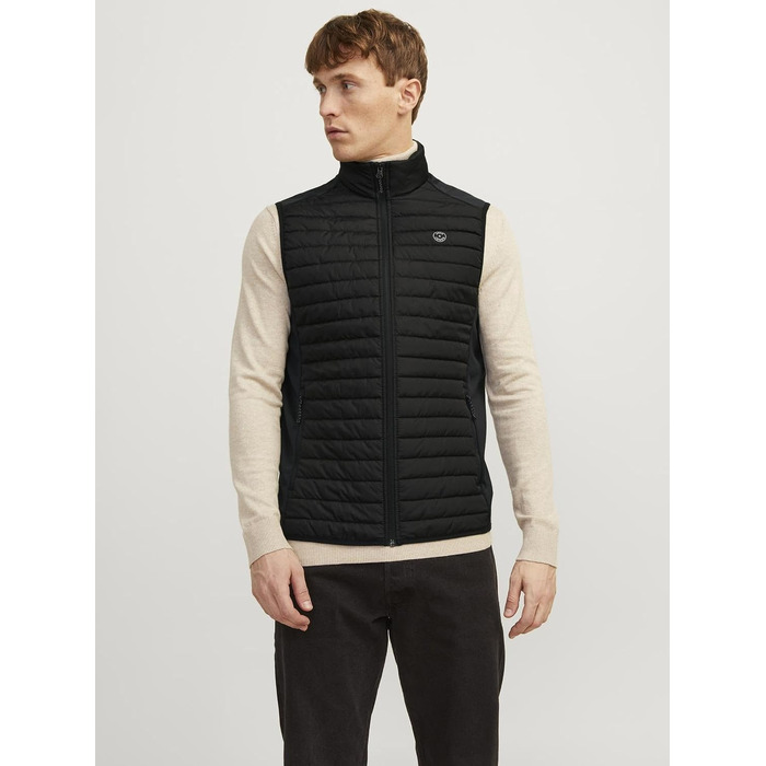 Чоловічий стібаний жилет Jack & Jones, чорний, розмір XL