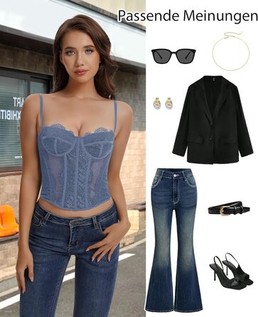 Корсетний топ для жінок з повним бюстом, корсаж з бретелями, сексуальний топ-кроп (Блакитний, XS)