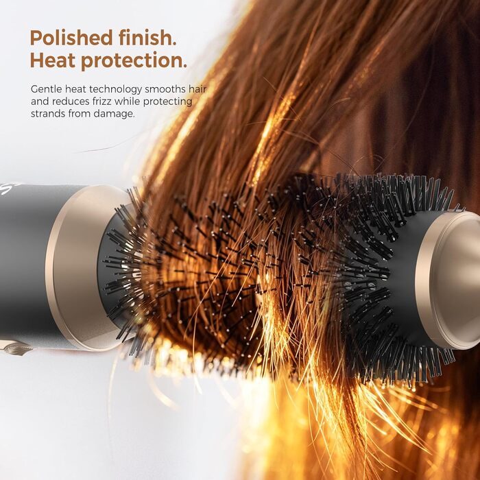 Мультистайлер для волосся 5 в 1 UKLISS Airstyler: фен, вирівнювач, круглі щітки та локони, чорний/золотий