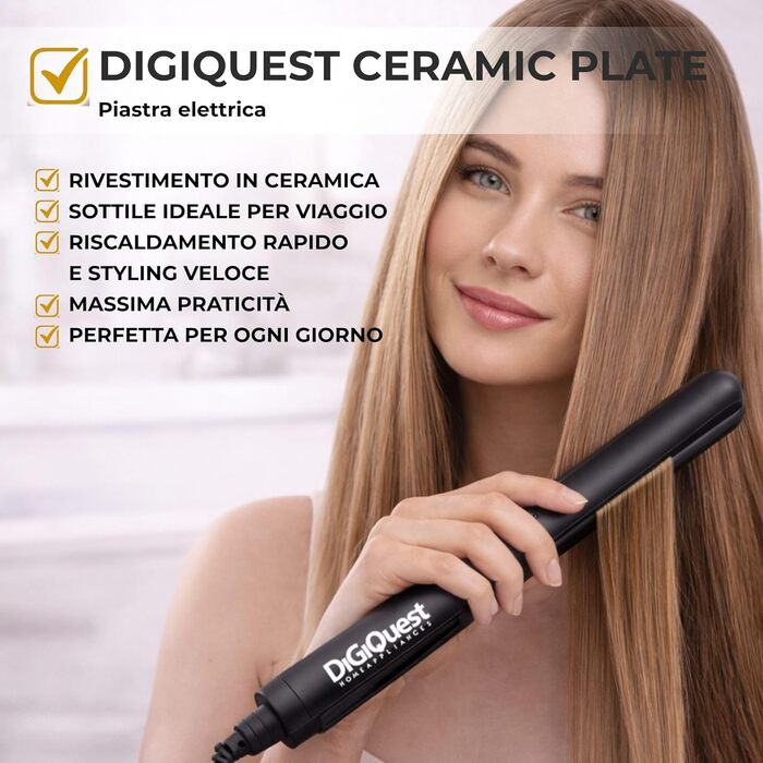 Керамічний випрямляч для волосся DIGIQUEST Ceramic Plate — Rose Gold та Чорний