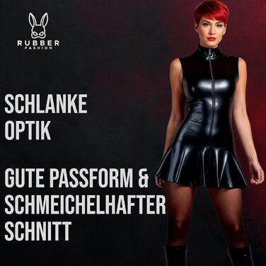 Сукня Rubberfashion Wetlook: жіноча обтисла міні-сукня без рукавів з воланами, чорна металік, для вечірнього образу та повсякденного стилю