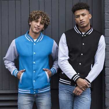 Чоловіча куртка-бомбер Varsity Jacket Just Hoods by AWDis, червона, розмір M