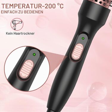 Мультистайлер для волосся 6 в 1 UKLISS Air Styler Set: фен з дифузором, насадки для завивки, круглі щітки та випрямляч, 1000 Вт, LCD-дисплей, жовто-чорний