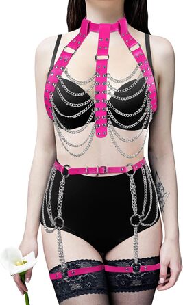 Жіночий комплект: тілесний ланцюжок, ланцюжок на стегна, стрінги, панталони-підтяжки