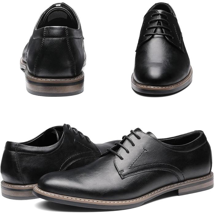 Чоловічі класичні туфлі Bruno Marc: шкіряні бізнес-туфлі Derby Oxfords для весіль та офісу, чорні, розмір 46 EU