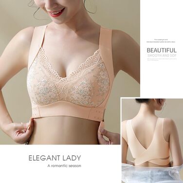 Бюстгальтер Necalisi без кісточок з застібкою на блискавку спереду, мереживний, з перехресними бретелями, квітковий, сексуальний топ-кроп, бюстгальтер без кісточок, пуш-ап, екстремальний (48 / 110C, світло-жовтий)