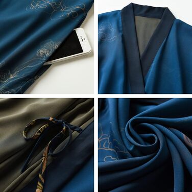 Халат жіночий Ledamon, довгий, квітковий, темно-синій (однорозмірний)