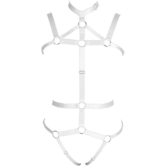 Жіночий комплект корсет, стрінги та пояс: еластичний топ з вирізами для фотосесій, танців, карнавалу в стилі панк-готика (білий)