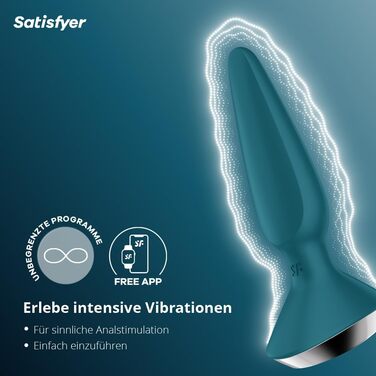 Вібратор для анусу Satisfyer Plug-ilicious з керуванням через додаток | Водостійкий (IPX7) | Силікон, безпечний для шкіри | Іграшка для дорослих (чоловіків та жінок) | Турквіс, універсальний розмір