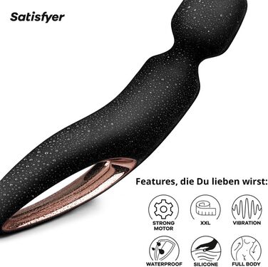 Масажер Satisfyer Wand-erland | Вібратор для жінок | 50 режимів, водонепроникний, преміум-силікон, чорний