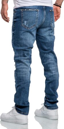 Чоловічі джинси Amaci&Sons Regular Straight Fit з ефектом Destroyed, світло-блакитні, модель 7984 (32W/32L)