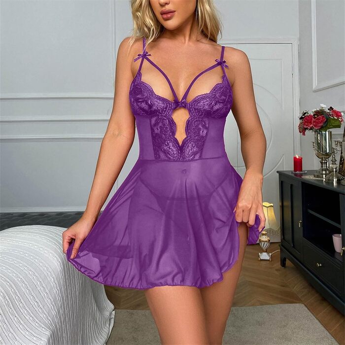 Сексуальна білизна Daen: мереживний балджин з V-подібним вирізом, танга, нічна сорочка, балджин, спідня білизна для свята, білий (чорний, XL)