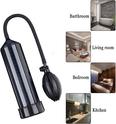 Ручний пеніс-насос TRQOYTU з мірною шкалою та помпою. Тренажер для стимуляції та збільшення пеніса. Чорний.