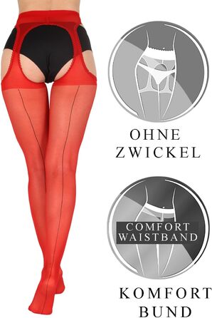 Чулки BANANALU з швом, 20 Den з вирізом (XL, Червоний/Чорний - набір 3 шт.)