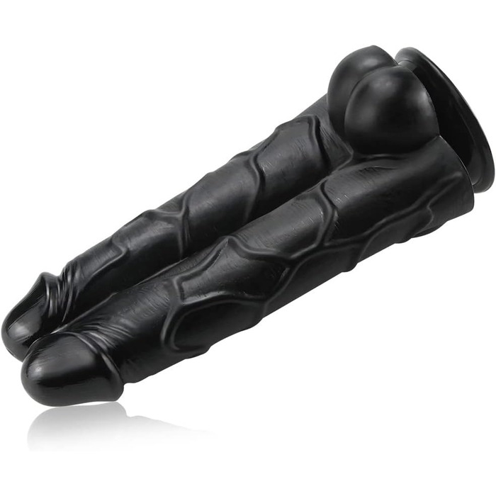 Силіконовий Doppeldildo Double Dildos - Реалістичний двосекційний вібратор з сильним присоском (Чорний)