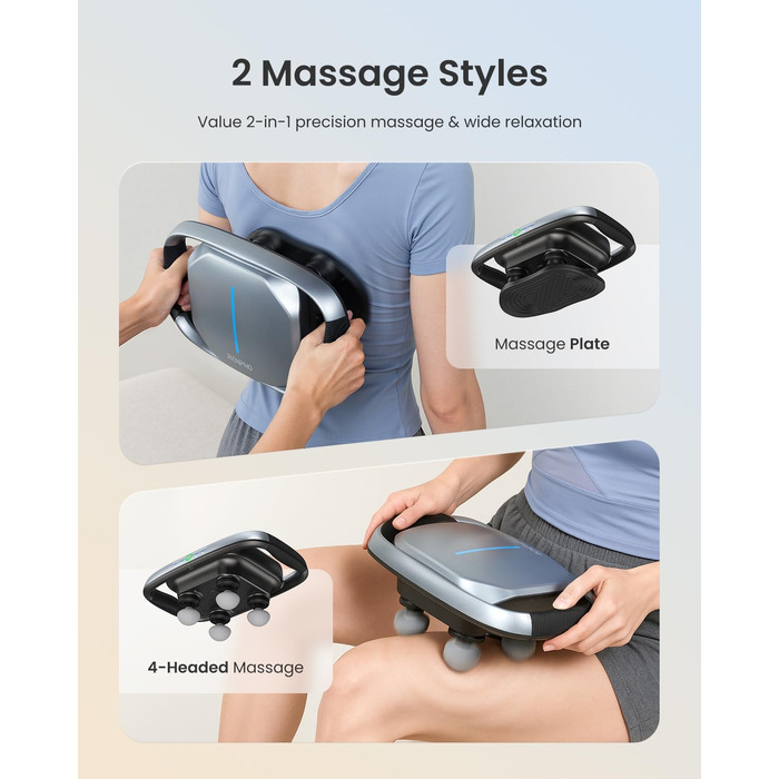 Перкусійний масажер RENPHO Massage Gun для глибокого масажу м'язів, 3200 об/хв, акумулятор 2500mAh, USB-C, 4 змінні насадки, чорний