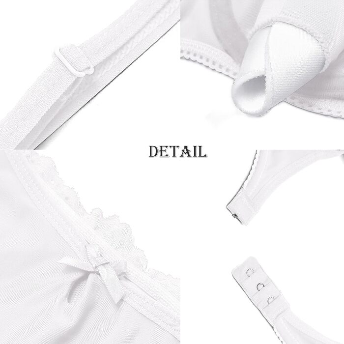 Шекіні: Сексуальний жіночий комплект спідньої білизни - бюстгальтер з кісточками, мереживний, з пуш-ап, танга, глибокий виріз, відкрита спина, бюстєль, для жінок (білий, 6114, XL)