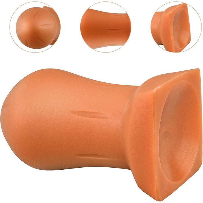 Анальний плагін Roluck, 13.5 x 7 см, з соском, золотий силікон, анальний дildо (M)