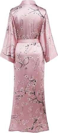 Халат жіночий довгий шовковий, квітковий принт, BABEYOND. Ідеальний для дому, вечірки, сну. Розмір універсальний, рожевий.