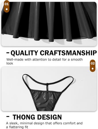 Сукня з екошкіри Auing для жінок, комплект нижньої білизни, костюм зайчика - чорний, XL