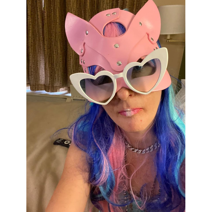 Маска для обличчя SINSEN з екошкіри у вигляді кота, для косплею, Хелловін, карнавал, аксесуар (Рожева)