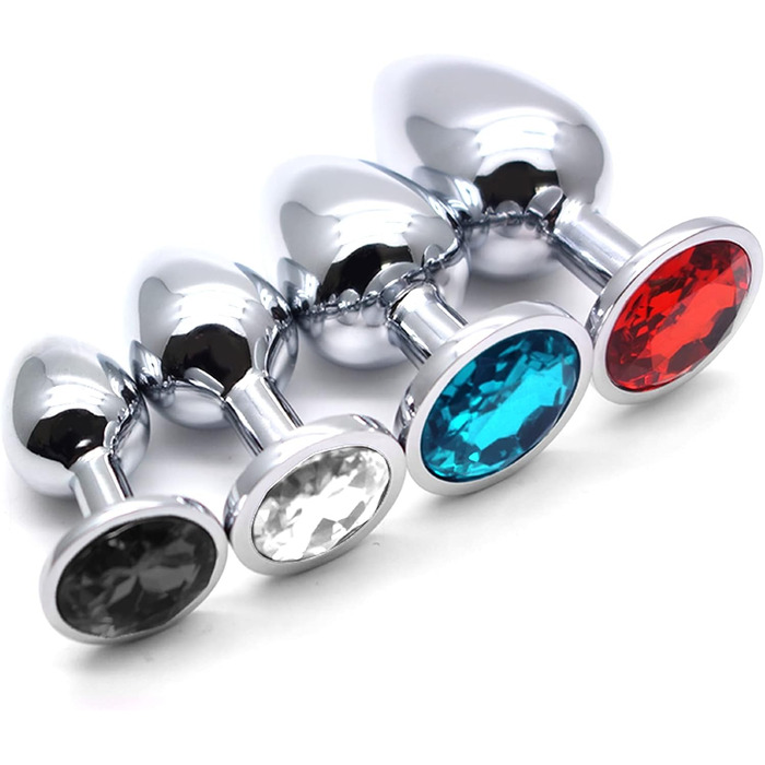 Набір анальних пробок 4 шт. Super Groß zu Klein, срібло, метал, для початківців, жінок, чоловіків, пар